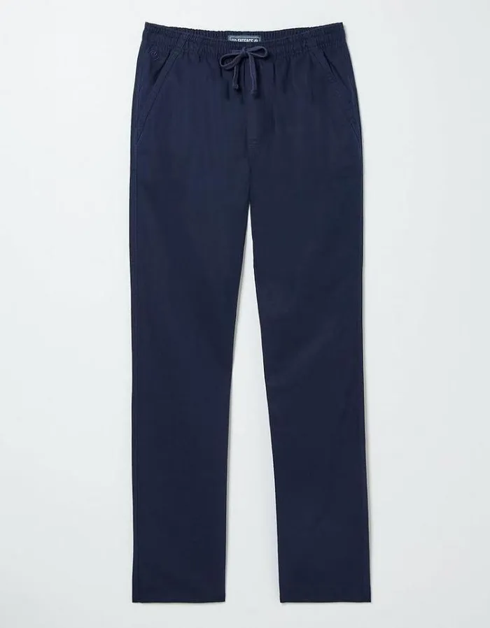 Men FatFace Pants and Chinos Straight Cotton Linen Pants Navy