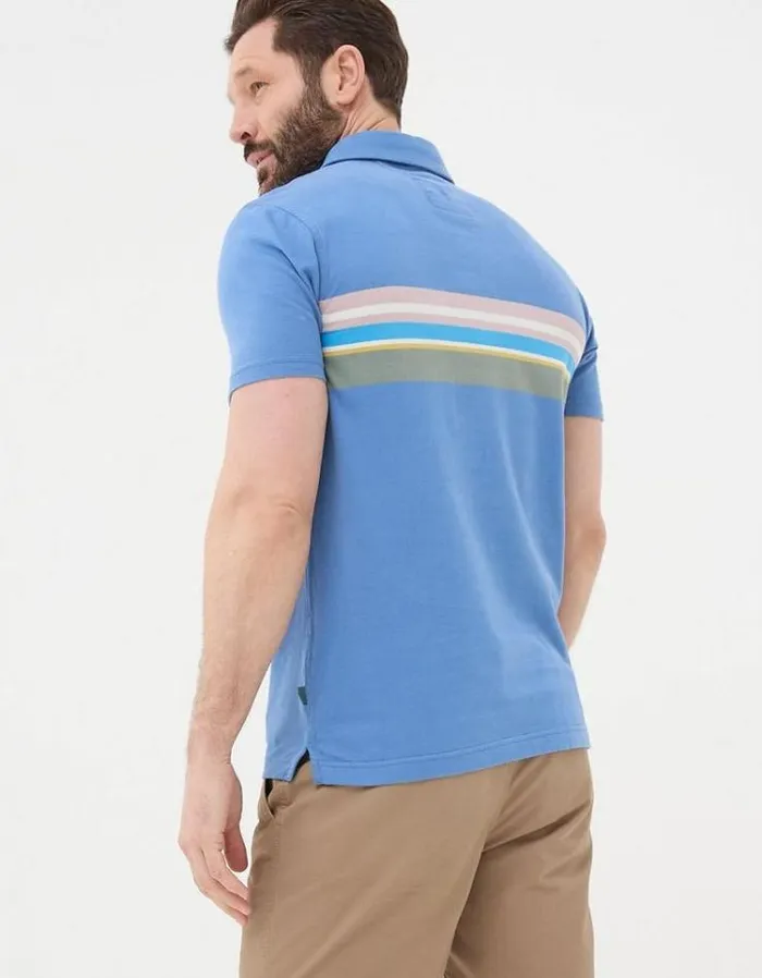 Men FatFace Polo Shirts Chest Stripe Polo Blue