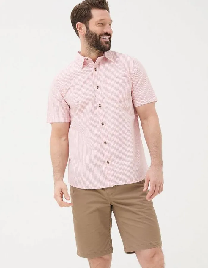 Men FatFace Shirts Markham Stripe Shirt Orange