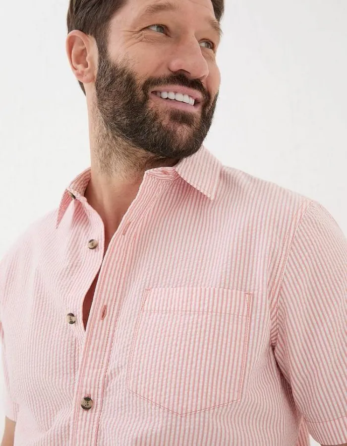 Men FatFace Shirts Markham Stripe Shirt Orange