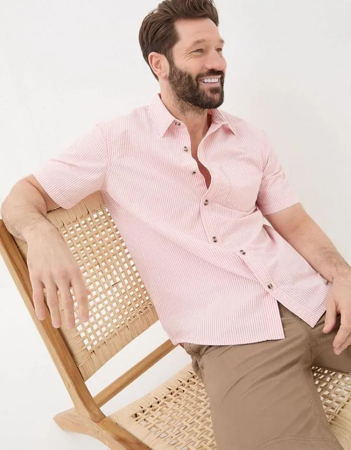 Men FatFace Shirts Markham Stripe Shirt Orange