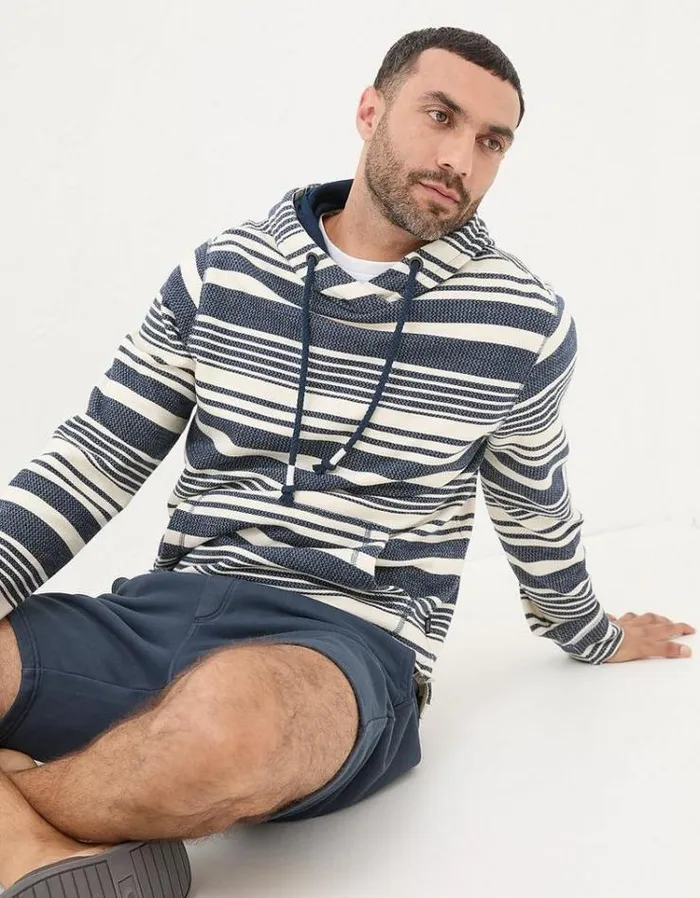 Men FatFace Sweatshirts and Hoodies Trescowe Breton Hoodie Natural