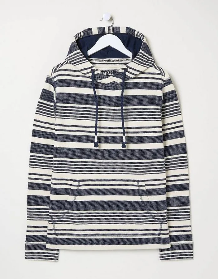 Men FatFace Sweatshirts and Hoodies Trescowe Breton Hoodie Natural