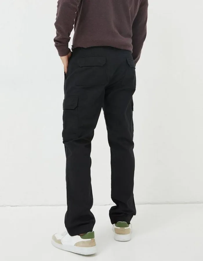 Men FatFace Tall Collection Corby Ripstop Cargo Trousers Washed Black