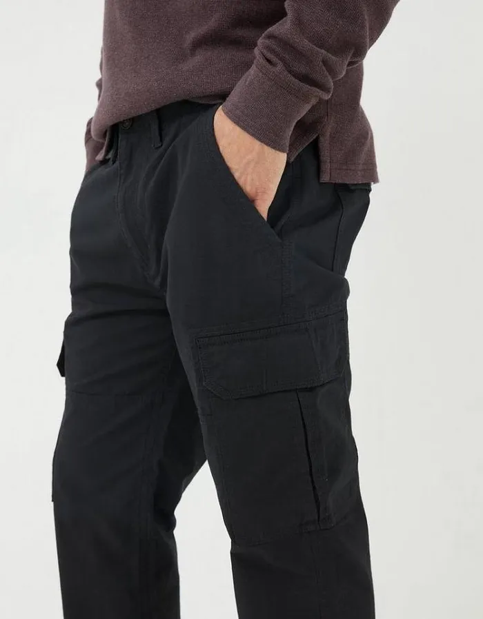 Men FatFace Tall Collection Corby Ripstop Cargo Trousers Washed Black