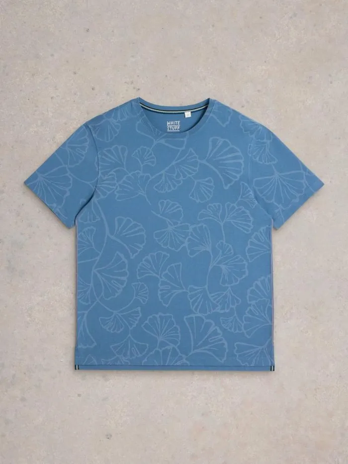 Men Floral Printed Tee Blue Print White Stuff TShirts Men Floral Printed Tee Blue Print White Stuff TShirts