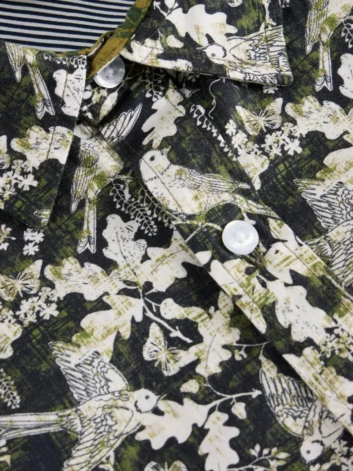 Men Hawthorn Bird Printed Shirt Black Multi White Stuff Shirts Men Hawthorn Bird Printed Shirt Black Multi White Stuff Shirts