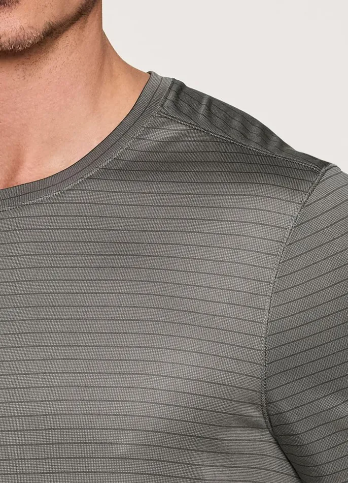 Men Hit The Court Striped Workout Tee Charcoal RBX Active TShirts