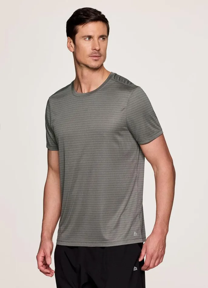 Men Hit The Court Striped Workout Tee Charcoal RBX Active TShirts