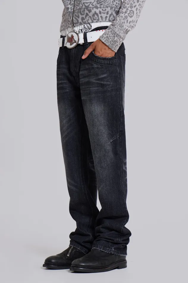 Men Jaded London Shop Washed Black Reed Jeans Denim
