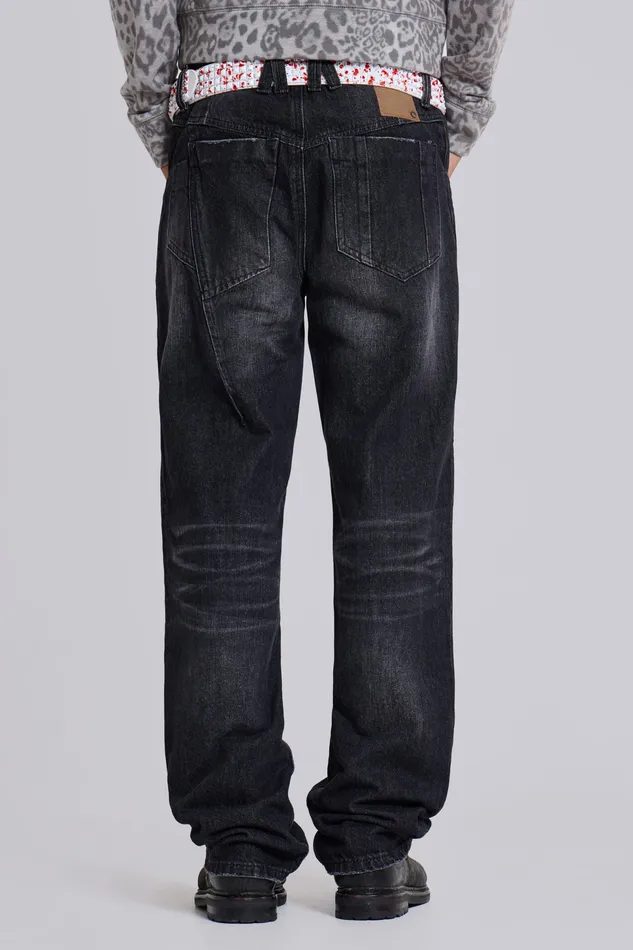 Men Jaded London Shop Washed Black Reed Jeans Denim