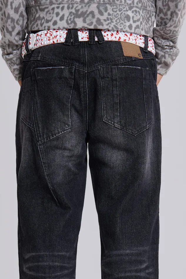 Men Jaded London Shop Washed Black Reed Jeans Denim