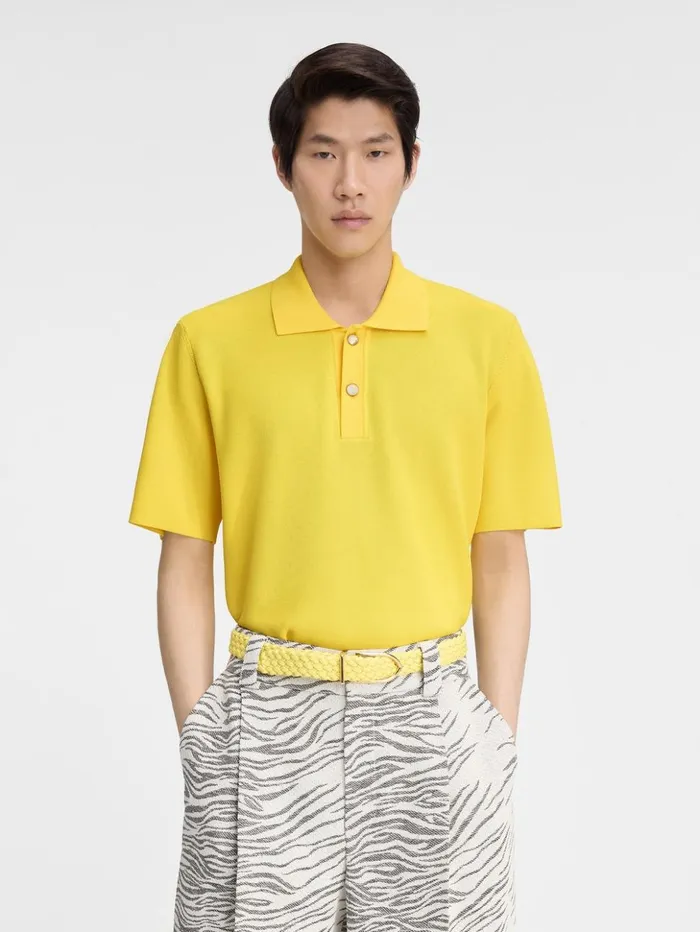 Men Knits JACQUEMUS The Knit Polo Shirt Yellow Men Knits JACQUEMUS The Knit Polo Shirt Yellow