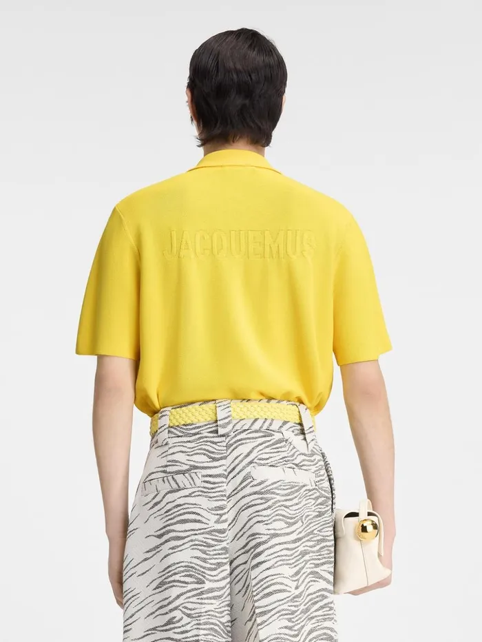 Men Knits JACQUEMUS The Knit Polo Shirt Yellow Men Knits JACQUEMUS The Knit Polo Shirt Yellow