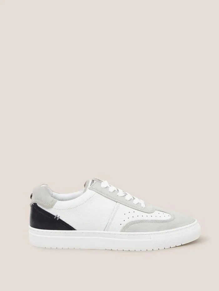Men Leather Lace Up Trainer White Multi White Stuff Trainers