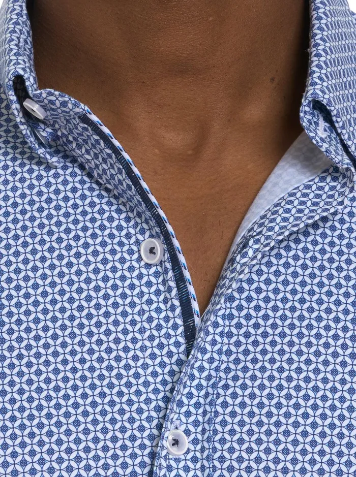 Men Long Sleeve Button Down Shirts Robert Graham GIRMAN LONG SLEEVE KNIT SHIRT Navy