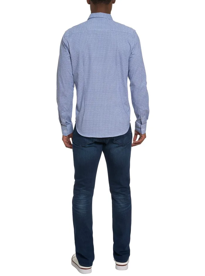 Men Long Sleeve Button Down Shirts Robert Graham GIRMAN LONG SLEEVE KNIT SHIRT Navy