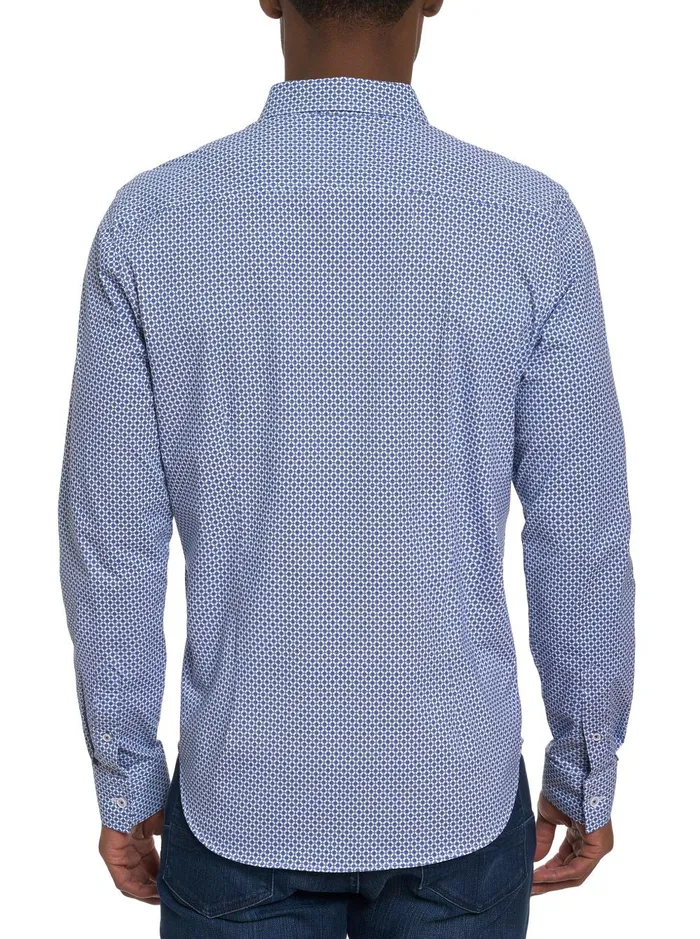 Men Long Sleeve Button Down Shirts Robert Graham GIRMAN LONG SLEEVE KNIT SHIRT Navy