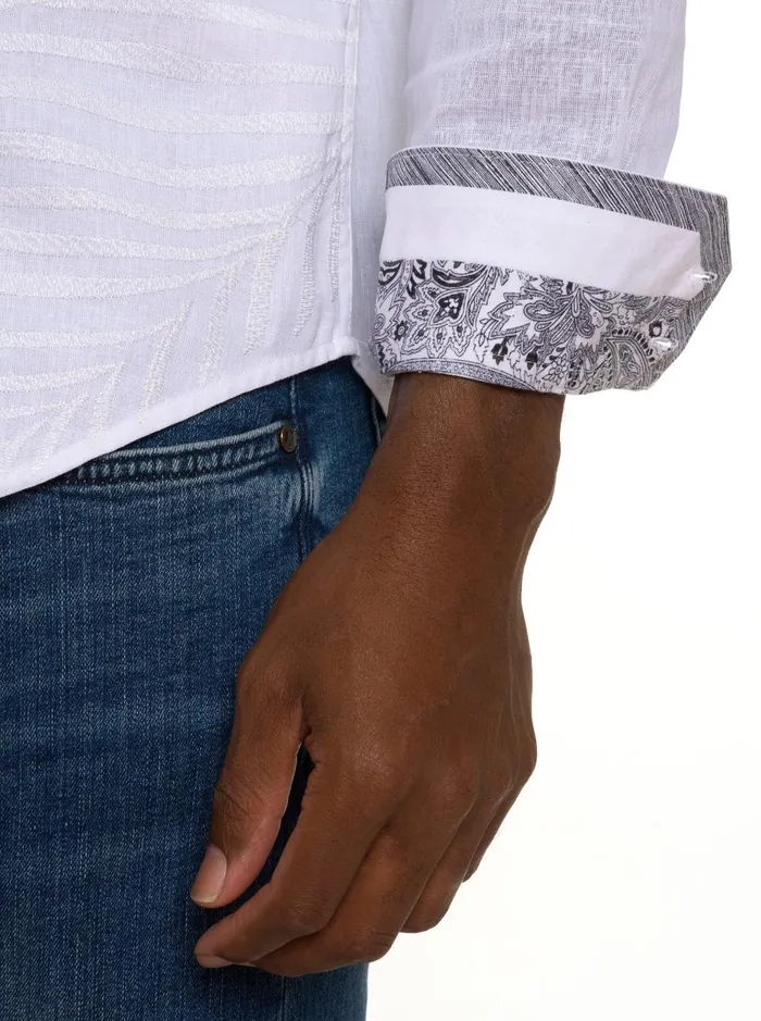 Men Long Sleeve Button Down Shirts Robert Graham GRAND PALMS LONG SLEEVE BUTTON DOWN SHIRT White
