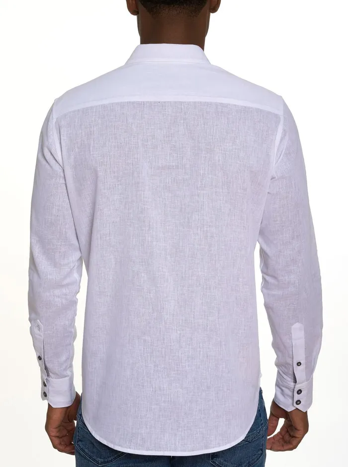 Men Long Sleeve Button Down Shirts Robert Graham GRAND PALMS LONG SLEEVE BUTTON DOWN SHIRT White