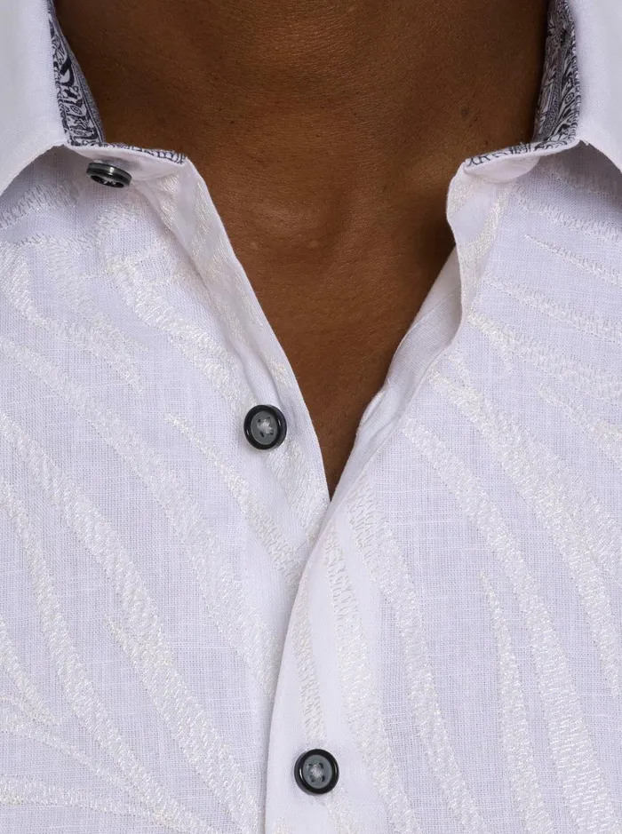 Men Long Sleeve Button Down Shirts Robert Graham GRAND PALMS LONG SLEEVE BUTTON DOWN SHIRT White