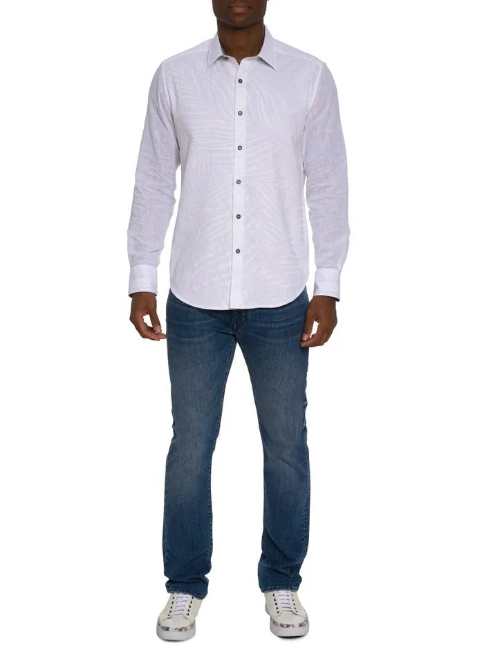 Men Long Sleeve Button Down Shirts Robert Graham GRAND PALMS LONG SLEEVE BUTTON DOWN SHIRT White
