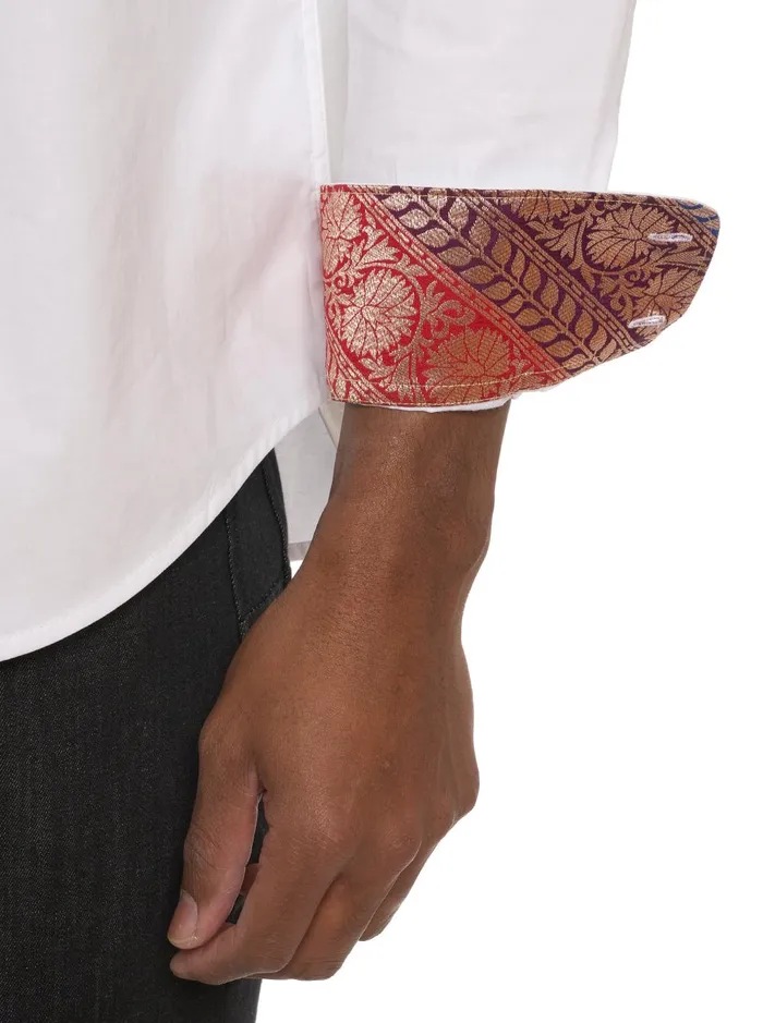 Men Long Sleeve Button Down Shirts Robert Graham LIMITED EDITION THE FINE FILIGREE LONG SLEEVE BUTTON DOWN SHIRT White
