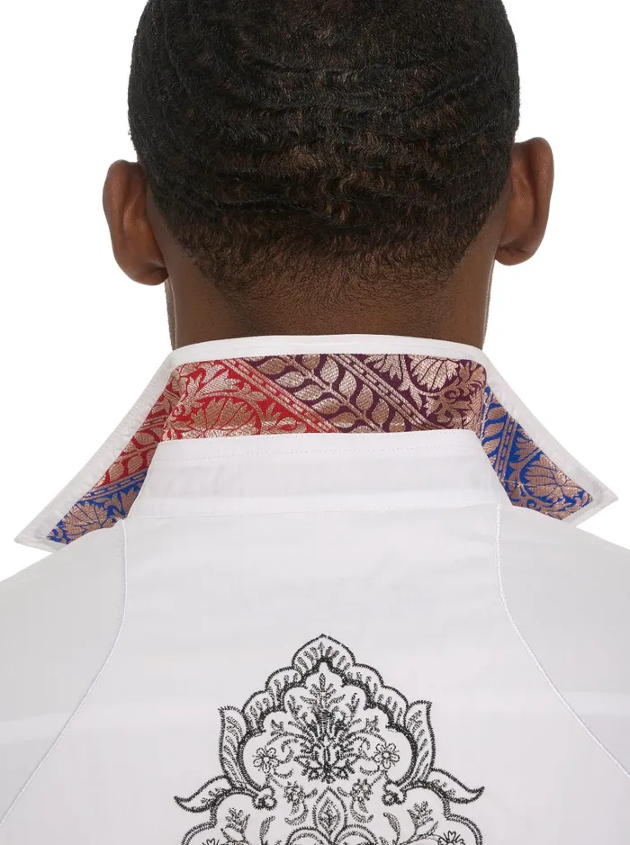Men Long Sleeve Button Down Shirts Robert Graham LIMITED EDITION THE FINE FILIGREE LONG SLEEVE BUTTON DOWN SHIRT White