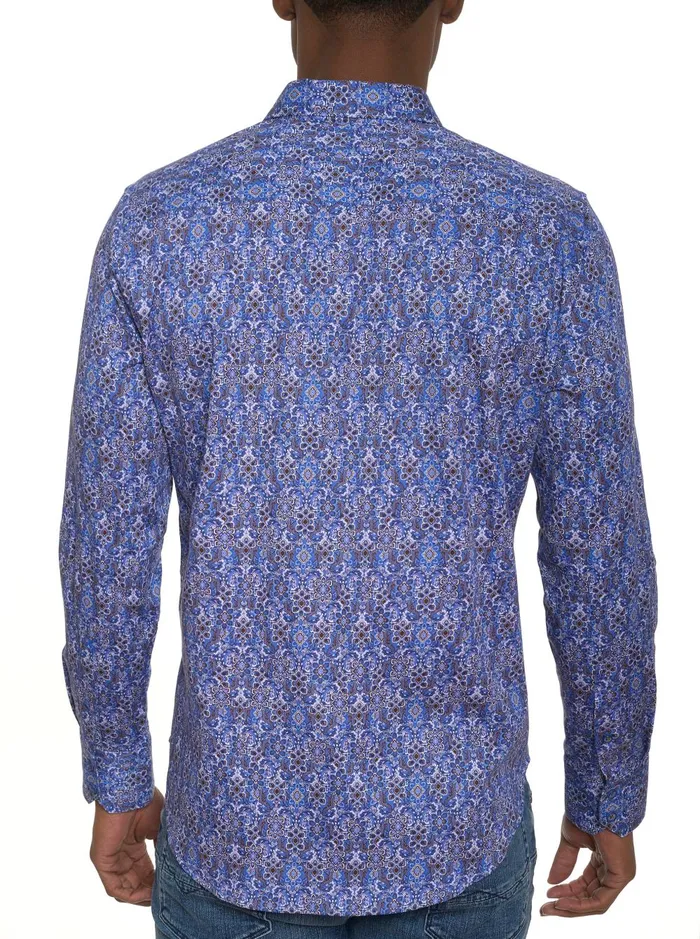 Men Long Sleeve Button Down Shirts Robert Graham LUNGANO LONG SLEEVE BUTTON DOWN SHIRT Blue