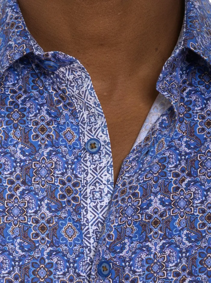 Men Long Sleeve Button Down Shirts Robert Graham LUNGANO LONG SLEEVE BUTTON DOWN SHIRT Blue