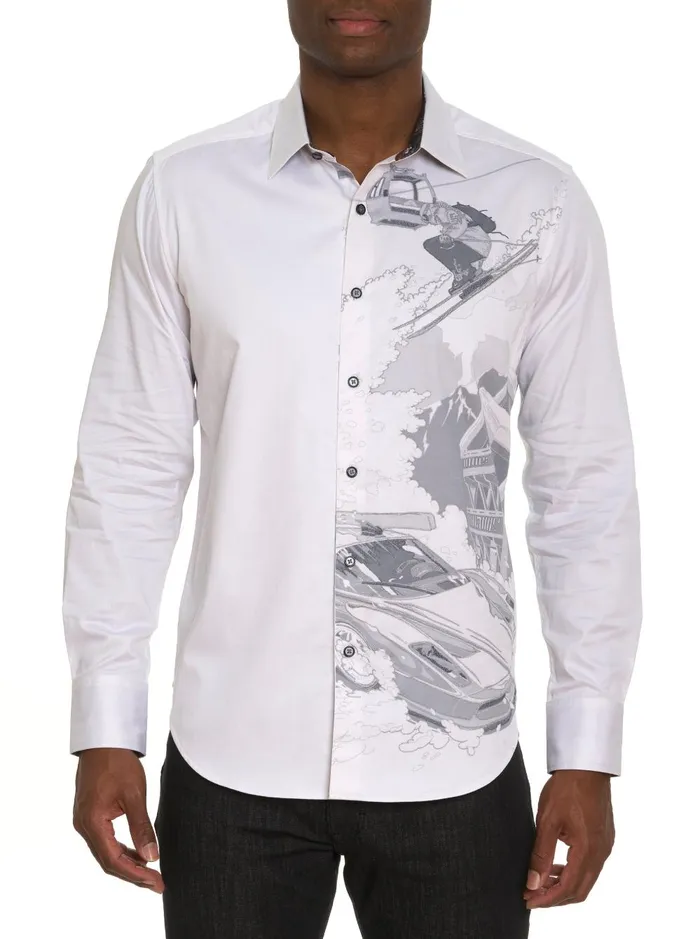 Men Long Sleeve Button Down Shirts Robert Graham WHAT A TRIP LONG SLEEVE BUTTON DOWN SHIRT White