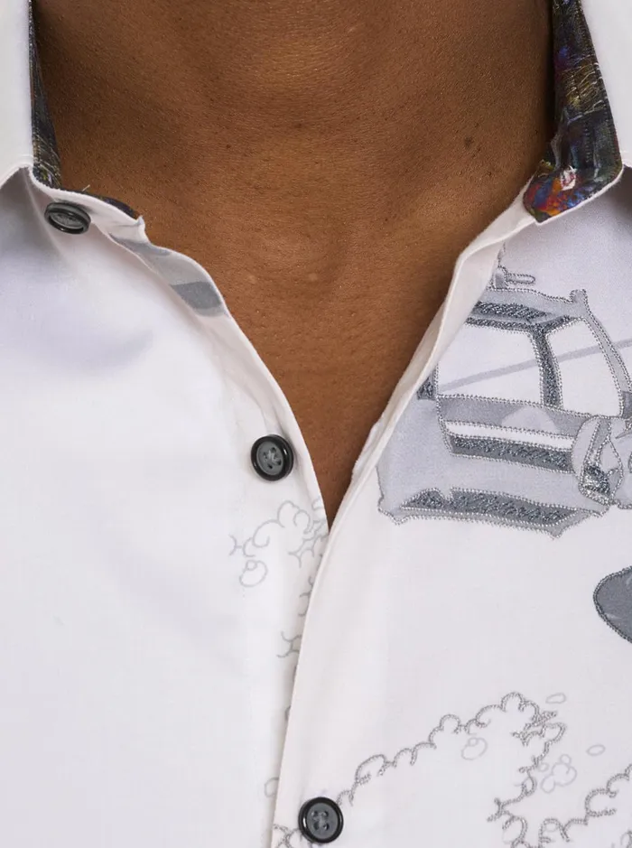 Men Long Sleeve Button Down Shirts Robert Graham WHAT A TRIP LONG SLEEVE BUTTON DOWN SHIRT White