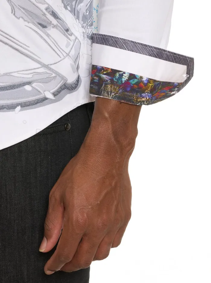 Men Long Sleeve Button Down Shirts Robert Graham WHAT A TRIP LONG SLEEVE BUTTON DOWN SHIRT White