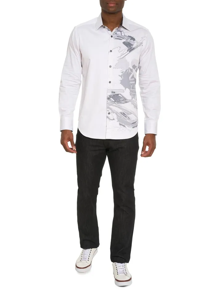 Men Long Sleeve Button Down Shirts Robert Graham WHAT A TRIP LONG SLEEVE BUTTON DOWN SHIRT White
