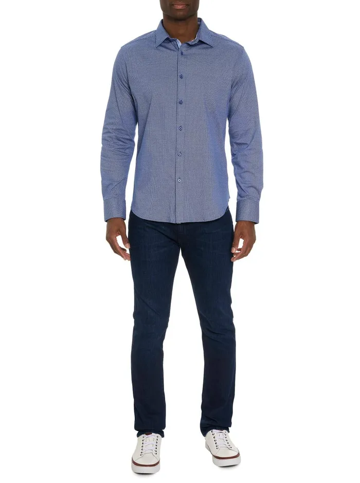 Men Long Sleeve Knits Robert Graham LIOTTA MOTION LONG SLEEVE KNIT BUTTON DOWN SHIRT Navy