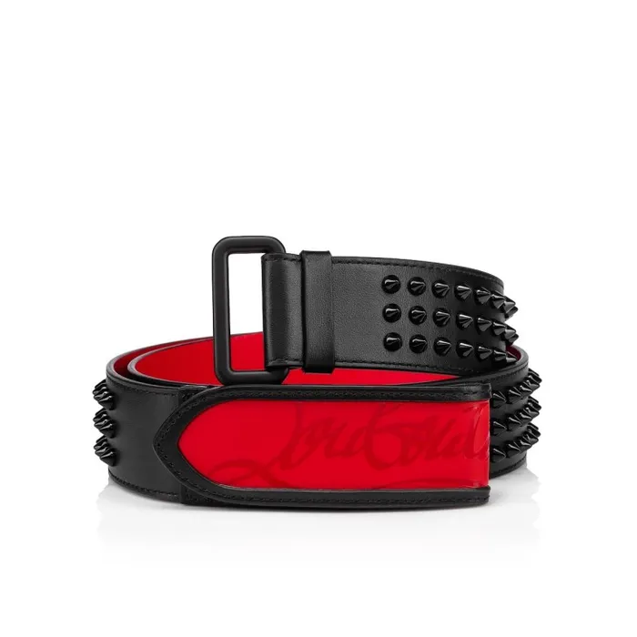 Men Loubi Belt Belt 8211 Calf Leather And Spikes 8211 Black And Loubi Christian Louboutin Belts