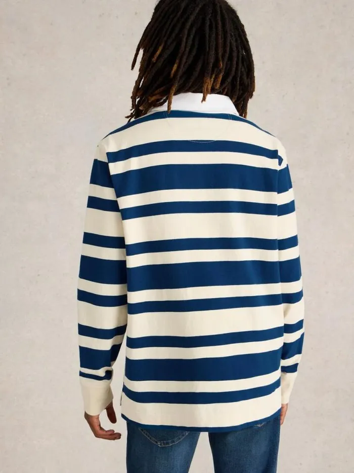Men LS Stripe Rugby Shirt Navy Multi White Stuff Loungewear Men LS Stripe Rugby Shirt Navy Multi White Stuff Loungewear