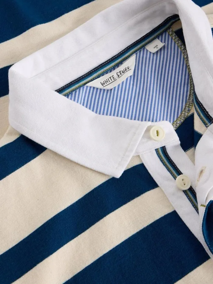 Men LS Stripe Rugby Shirt Navy Multi White Stuff Loungewear Men LS Stripe Rugby Shirt Navy Multi White Stuff Loungewear