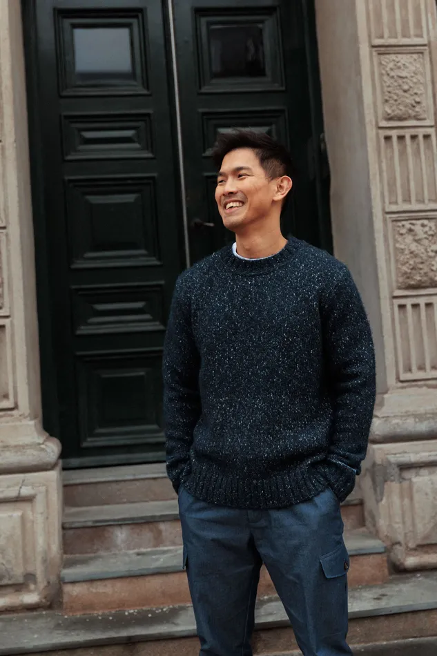Men MOS MOSH MMGLaporte Nep Knit Navy Melange Knits