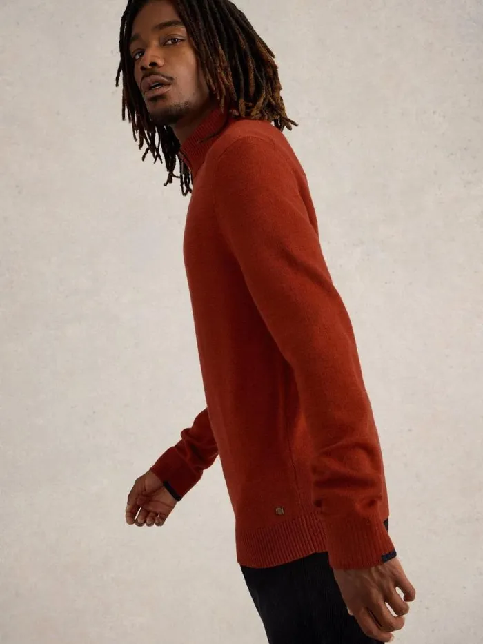 Men Newport Wool Merino Jumper Mid Orange White Stuff Knitwear