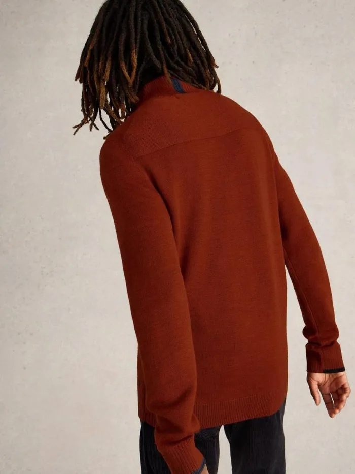 Men Newport Wool Merino Jumper Mid Orange White Stuff Knitwear