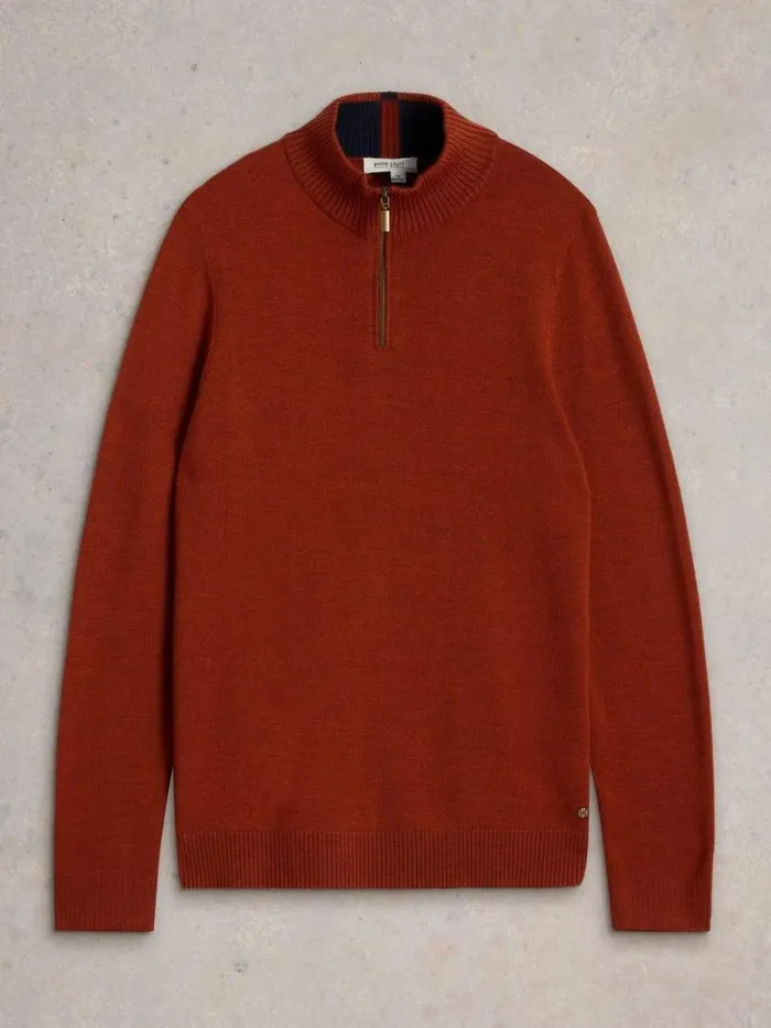 Men Newport Wool Merino Jumper Mid Orange White Stuff Knitwear