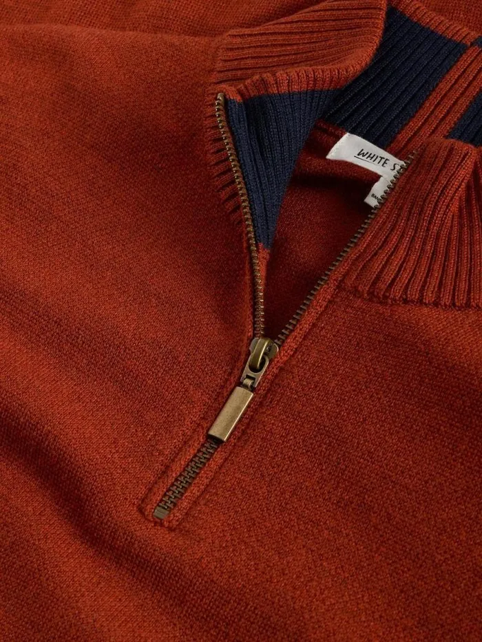 Men Newport Wool Merino Jumper Mid Orange White Stuff Knitwear