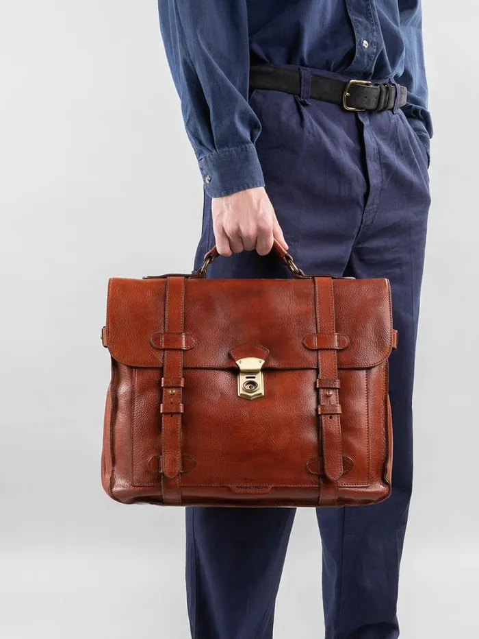 Men Officine Creative Accessories RARE 26 Brown Leather BriefCase Men Officine Creative Accessories RARE 26 Brown Leather BriefCase