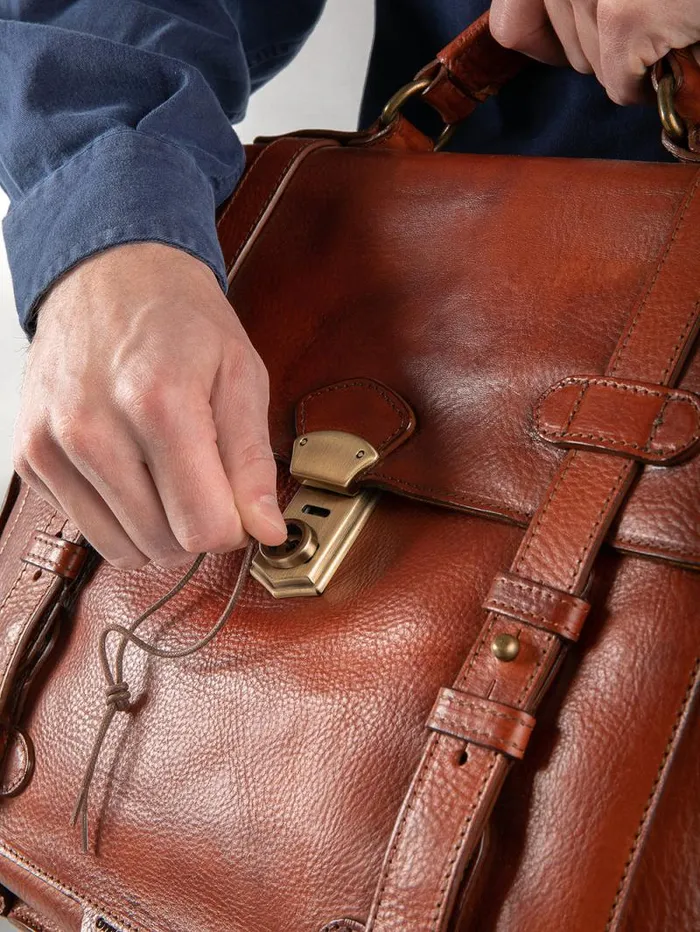Men Officine Creative Accessories RARE 26 Brown Leather BriefCase Men Officine Creative Accessories RARE 26 Brown Leather BriefCase