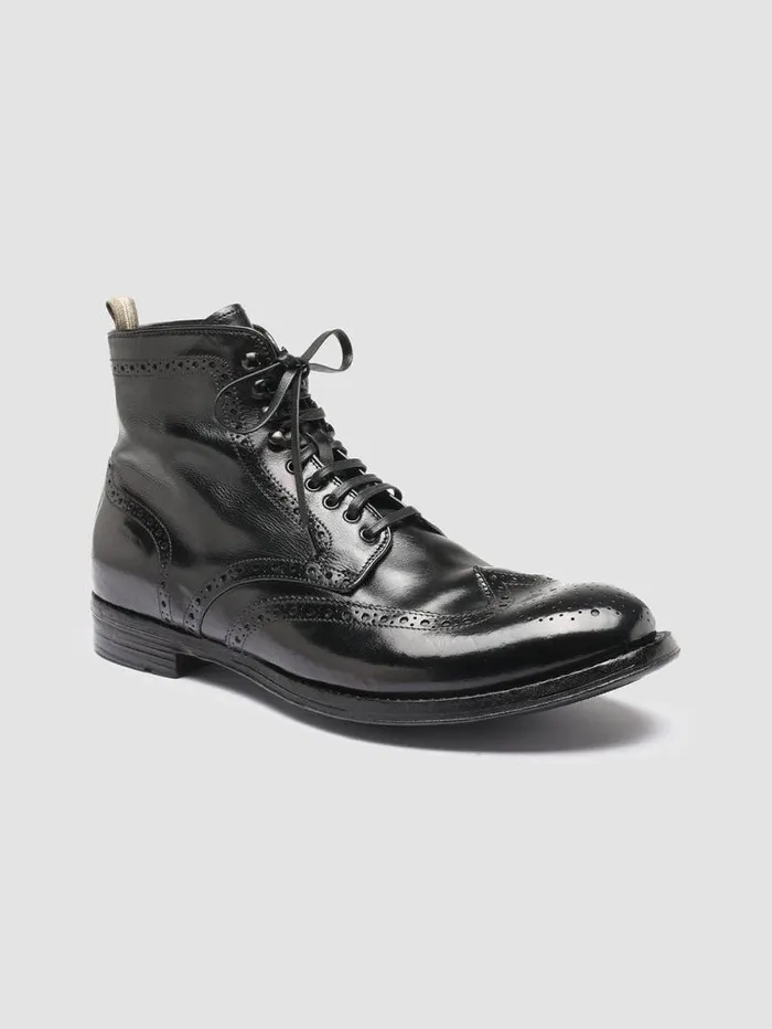 Men Officine Creative Footwear ANATOMIA 051 Black Leather Ankle Boots