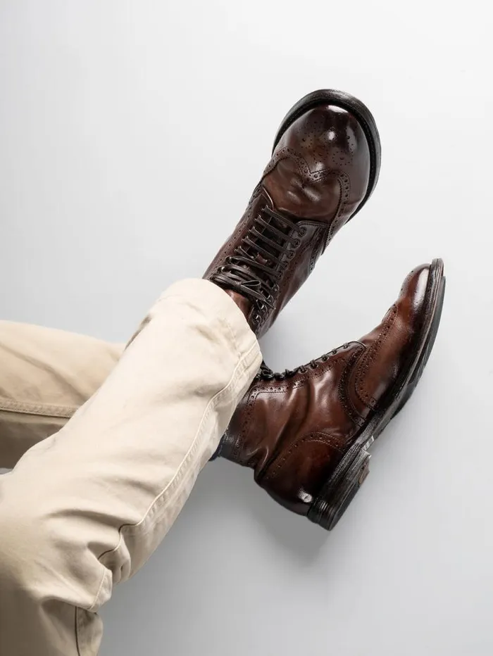 Men Officine Creative Footwear ANATOMIA 051 Black Leather Ankle Boots
