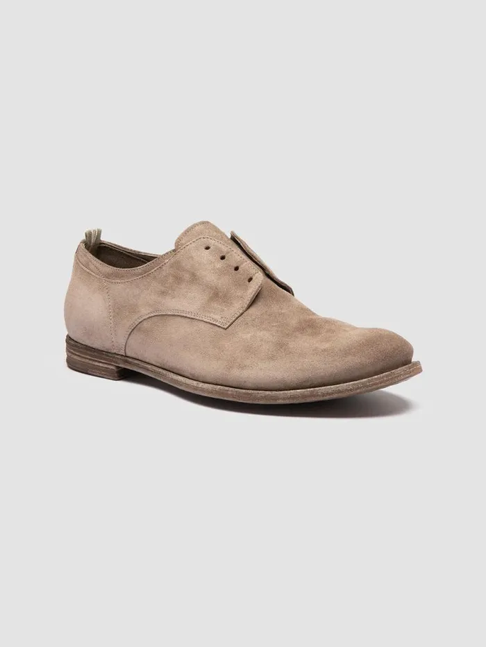 Men Officine Creative Footwear ARCHIVE 500 Taupe Suede Derby Shoes Men Officine Creative Footwear ARCHIVE 500 Taupe Suede Derby Shoes