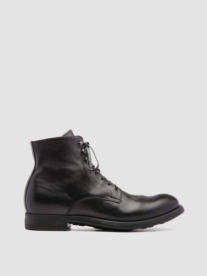 Men Officine Creative Footwear CHRONICLE 004 Black Leather Ankle Boots