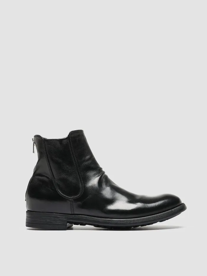 Men Officine Creative Footwear CHRONICLE 059 Black Leather Zip Boots